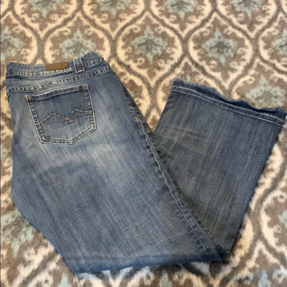 Vigoss distressed, bootcut, released hem jeans, 22